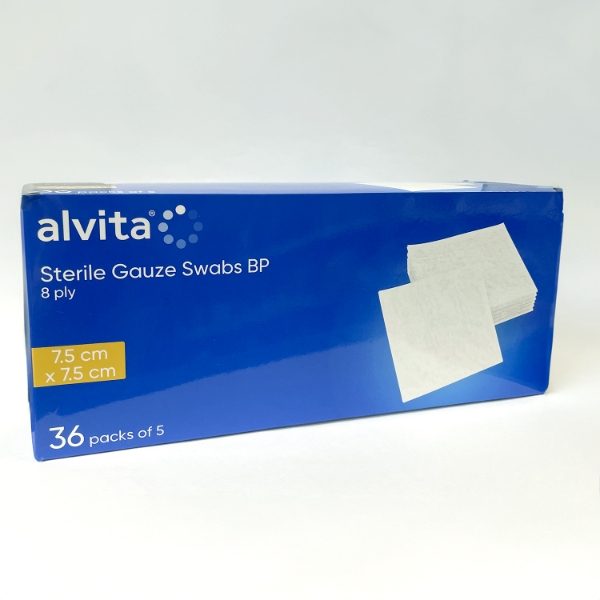 ALVITA Surgical Gauze Swabs Sterile 8ply 7.5x7.5cm - 36