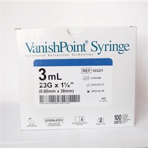 AHP3186-Vanishpoint Safety Syringe 3ml 23g 1.5inch 100