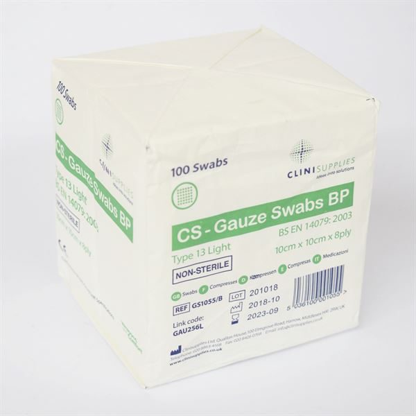 GAUZE SWABS NON-STERILE 8PLY 10CMSQ 100 AHP0330