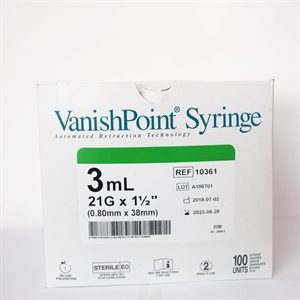 AHP2508-Vanishpoint 3ml Syringes 21g 1.5inch 100