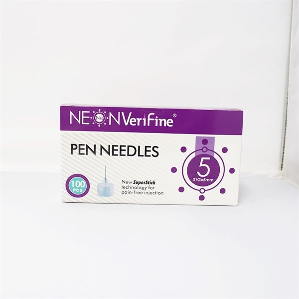 4033189-Neon Verifine Safety Insulin Pen Needles 5mm-31g-100pk